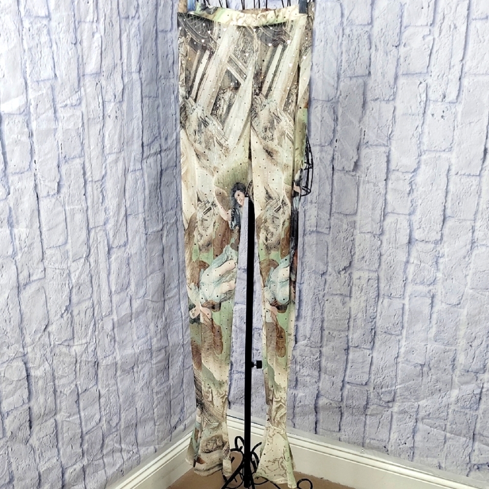 Artistic Print Straight‎ Leg Pants